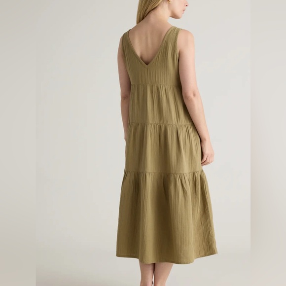 Quince 100% Organic Cotton Gauze Tiered Maxi Dress Artichoke - Picture 2 of 5